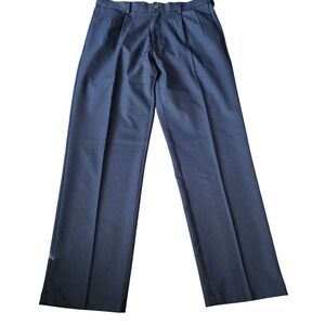 Haggar Cool 18 Pro Mens Navy Blue Pleated Dress Pants 34x32 Classic Fit HC00248